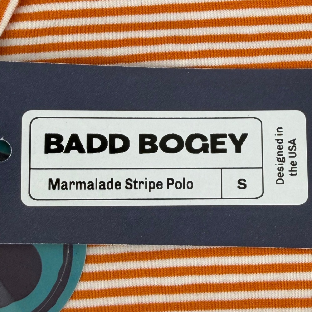 Badd‎ Bogey Marmalade Stripe Polo Shirt Men Small Orange White Pima Cotton NWT - Picture 3 of 8